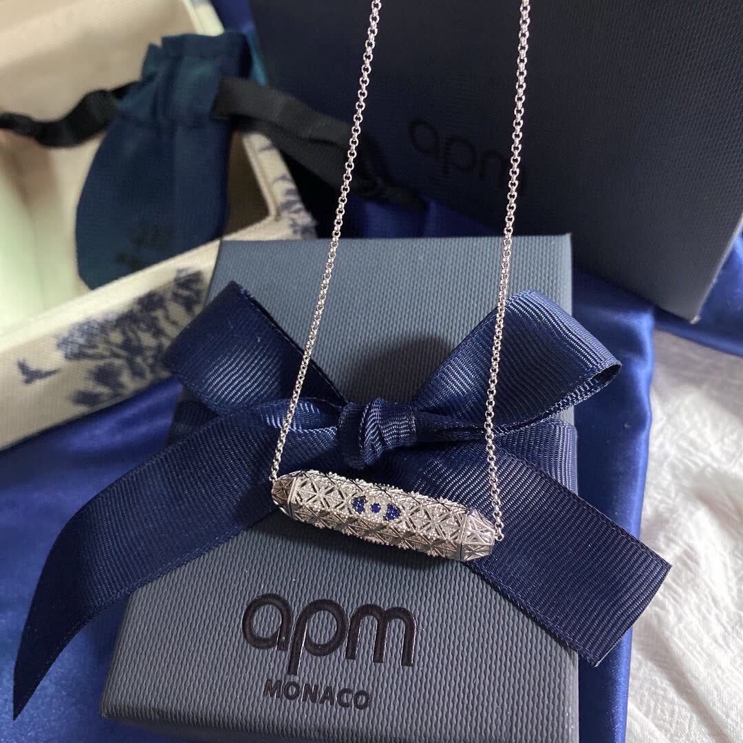 APM Monaco Silver Filigree Necklace with Gemstone Accents